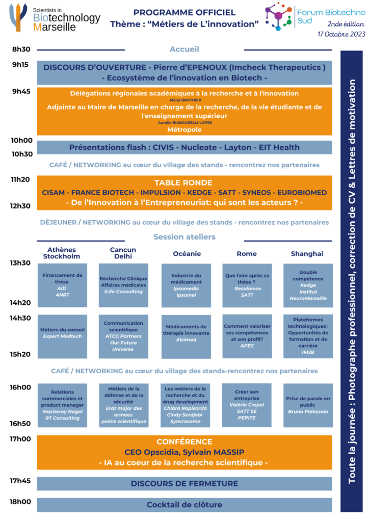 Réseau Biotechno Forum Marseille Programme 2023